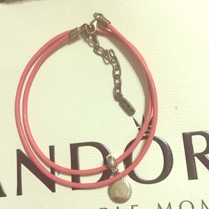 Pandora Pink Cord Necklace w/silver hardware
